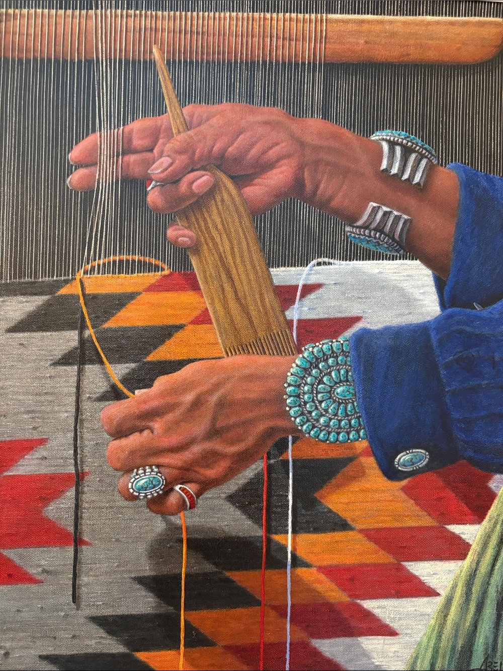 Native American Artist  Weaving Painting.